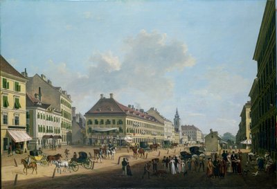 Wenen, de promenade, 1824 door Franz Scheyerer